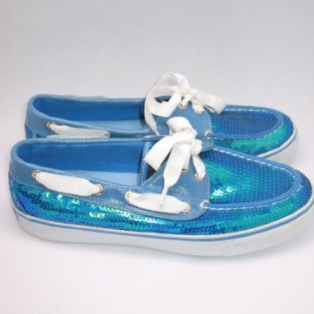 NWOB Sperry Topsider Blue Sequin Shoes - Picture 5 of 8